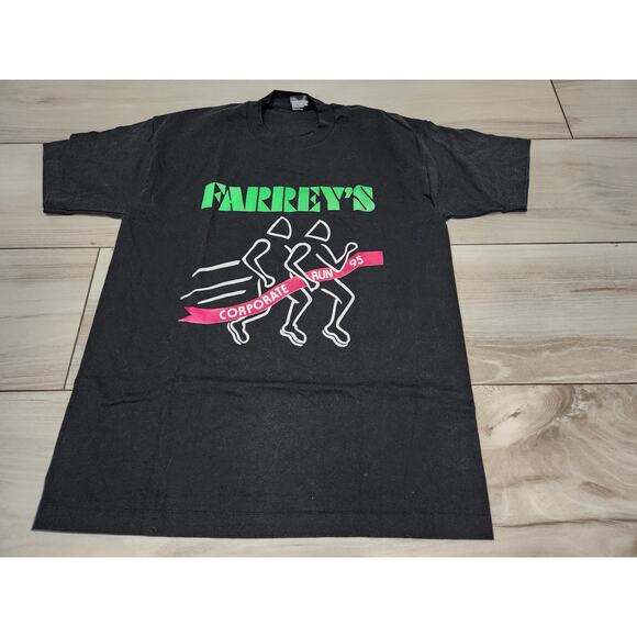 Mens Vtg 90s Farrays Corporate run T Shirt Single Stitch FOTL Large Neon - Picture 1 of 5